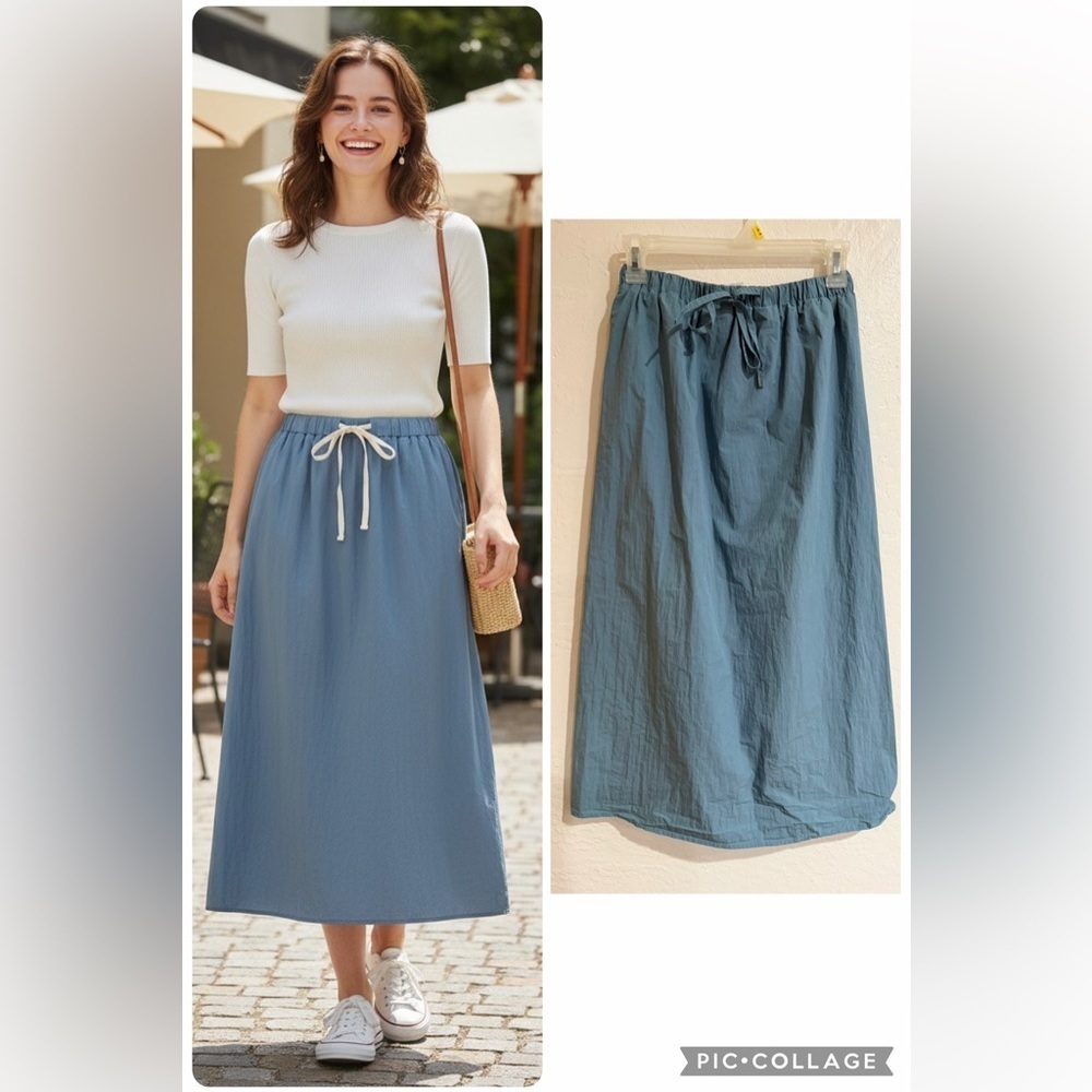 WEARELAB Blue Women's Midi Skirt Elastic Waist Free size